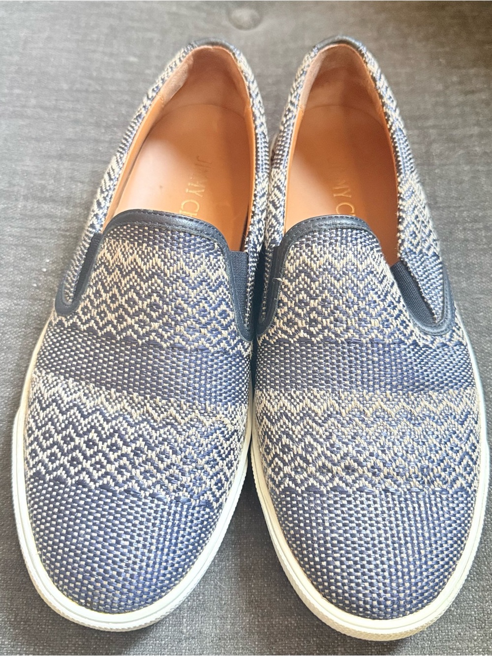 Jimmy Choo Slip-On Men’s Casual Sneakers in Navy and Cream